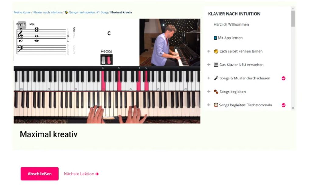 Klavier nach Intuition Piano University