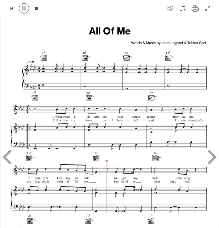 Playback-Funktion von Sheet Music Direct