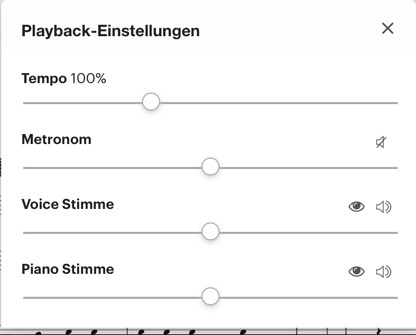 Playback-Einstellungen bei Sheet Music Direct