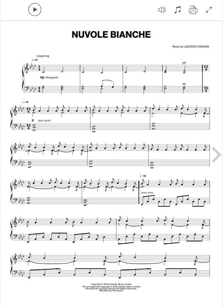 Nuvole Bianche Noten für Klavier bei Sheet Music Direct